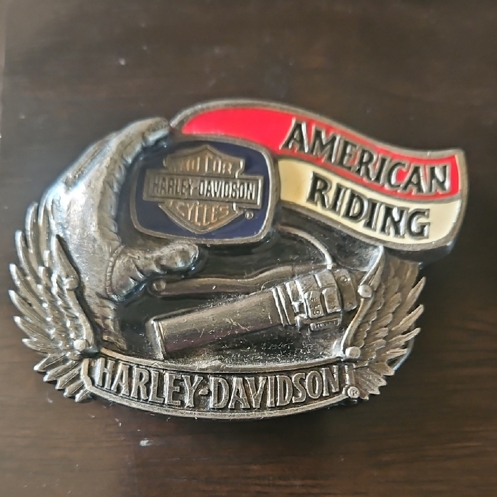 Harley-Davidson American Riding Belt Buckle - Silver and Red